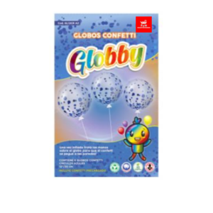 GLOBBY 12" GLOBO C/CONFETTI REDONDO AZUL -  6 u.