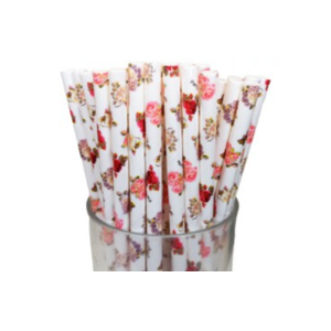 SORBETES DE POLIPAPEL VINTAGE FLORES x 24 unidades