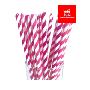 SORBETES DE POLIPAPEL ROSA Y MAGENTA x 24 unidades