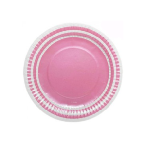 PLATO POLIPAPEL 17cm PERLADO CORONA ROSA x 6 un