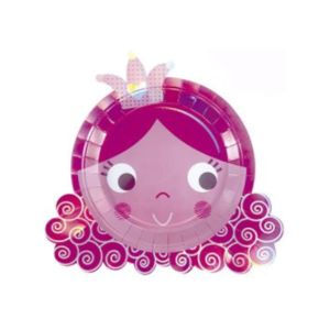 PLATO DE POLIPAPEL 17cm CON FORMA PRINCESA (metalizado) x 6 un