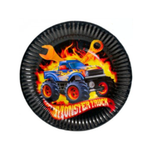 PLATO DE POLIPAPEL 17cm MONSTER TRUCK x 6 unidades