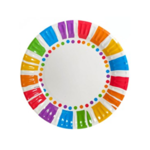 PLATO DE POLIPAPEL 17cm MULTICOLOR x 6 unidades