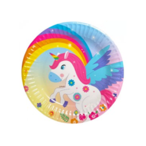 PLATO DE POLIPAPEL 17cm UNICORNIO SWEET x 6 un