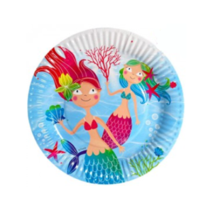 PLATO DE POLIPAPEL 17cm SIRENITA x 6 unidades