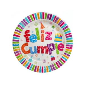 PLATO DE POLIPAPEL 17cm FELIZ CUMPLE x 6 unidades