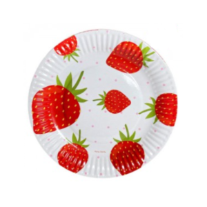 PLATO DE POLIPAPEL 17cm FRUTILLA x 6 unidades