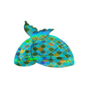 PLATO DE POLIPAPEL 17cm CON FORMA SIRENA DE MAR x 6 un