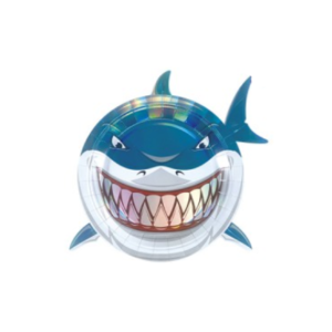 PLATO DE POLIPAPEL 17cm CON FORMA TIBURON (metalizado) x 6 un