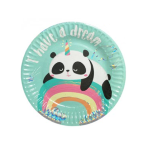 PLATO DE POLIPAPEL 17cm PANDA (metalizado) x 6 un