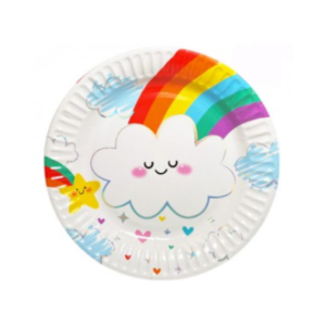 PLATO DE POLIPAPEL 17cm NUBE Y ARCO IRIS x 6 unidades
