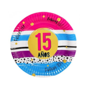 PLATO DE POLIPAPEL 17cm MIS QUINCE x 6 unidades