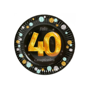 PLATO DE POLIPAPEL 17cm 40 AÑOS x 6 unidades