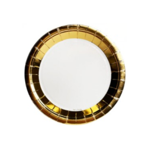 PLATO DE POLIPAPEL 17cm BORDE DORADO x 6 unidades
