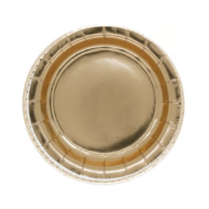 PLATO DE POLIPAPEL 17cm FULL DORADO x 6 unidades