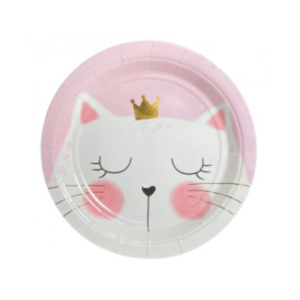 PLATO DE POLIPAPEL 17cm *KITTY* impresión metalizada x 6 unidades
