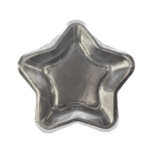 PLATO DE POLIPAPEL 25cm CON FORMA *ESTRELLA PLATEADA* x 6 un