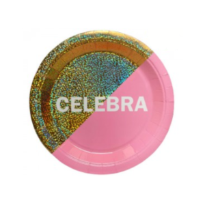 PLATO DE POLIPAPEL 23cm *CELEBRA ROSA* x 6 un