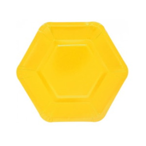 PLATO DE POLIPAPEL HEXAGONAL 17cm AMARILLO x 6 unidades