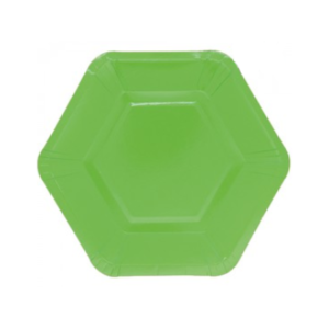 PLATO DE POLIPAPEL HEXAGONAL 17cm VERDE MANZANA x 6 unidades