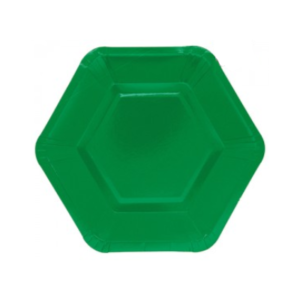 PLATO DE POLIPAPEL HEXAGONAL 17cm VERDE OSCURO x 6 unidades