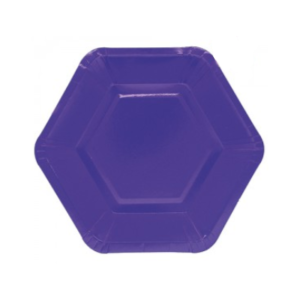 PLATO DE POLIPAPEL HEXAGONAL 17cm VIOLETA x 6 unidades