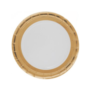 PLATO DE POLIPAPEL BANDEJA 23cm BORDE DORADO x 6 unidades