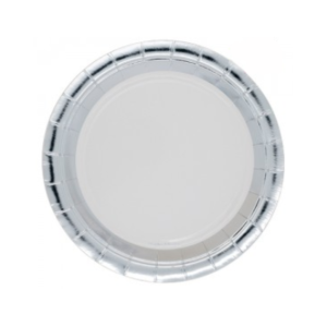 PLATO DE POLIPAPEL BANDEJA 23cm BORDE PLATEADO x 6 un