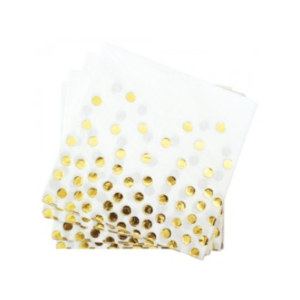 SERVILLETA DE PAPEL *BLANCA LUNARES DORADOS* x 12 unidades