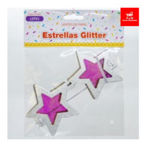 LENTES DE PAPEL ESTRELLAS GLITTER x 4 unidades