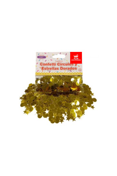 CONFETTI CIRCULOS Y ESTRELLAS DORADOS (24/144)