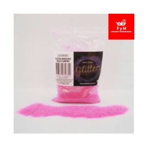 GLITTER bolsita 100gr ROSA FLAMENGO IRIDISCENTE