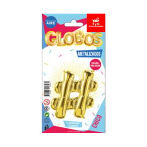 GLOBO METALIZADO CHICO - DORADO SIMBOLO NUMERAL
