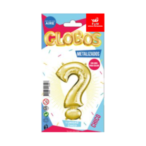 GLOBO METALIZADO CHICO - DORADO SIMBOLO PREGUNTA