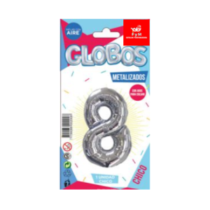 GLOBO METALIZADO CHICO - PLATEADO N.8