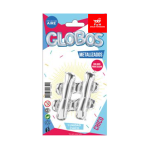 GLOBO METALIZADO CHICO - PLATEADO SIMBOLO NUMERAL