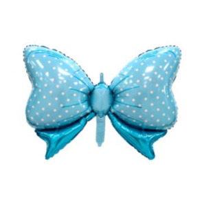 GLOBO METALIZADO FORMA MOÑO CELESTE 89 x 58cm APTO HELIO