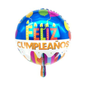 GLOBO METALIZADO FORMA FELIZ CUMPLEAÑOS 45cm x 51cm APTO HELIO