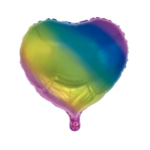 GLOBO METALIZADO FORMAS CORAZON MULTICOLOR 45cm APTO HELIO