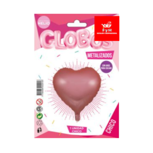 GLOBO METALIZADO FORMAS CORAZON ROSA 45cm APTO HELIO