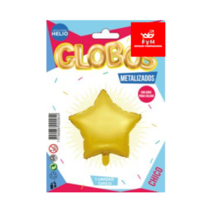 GLOBO METALIZADO FORMAS ESTRELLA DORADO 45cm APTO HELIO