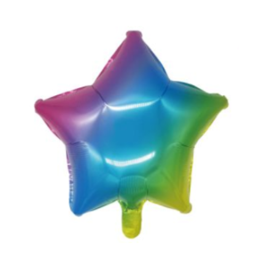 GLOBO METALIZADO FORMAS ESTRELLA MULTICOLOR 45cm APTO HELIO
