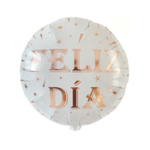 GLOBO METALIZADO FORMA FELIZ DIA CHAMPAGNE GOLD 45cm x 51cm APTO HELIO