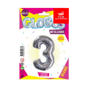 GLOBO METALIZADO GRANDE - PLATEADO N.3