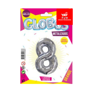 GLOBO METALIZADO GRANDE - PLATEADO N.8