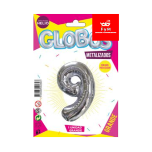 GLOBO METALIZADO GRANDE - PLATEADO N.9