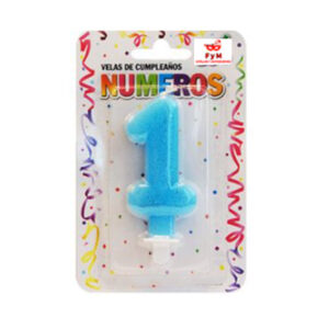 VELA NUMERO CELESTE BRILLOS Nº1