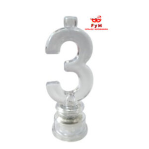 VELA NUMERO LUMINOSO LED N 3 con 4 velitas