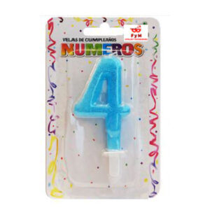 VELA NUMERO CELESTE BRILLOS Nº4