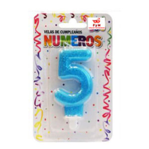 VELA NUMERO CELESTE BRILLOS Nº5